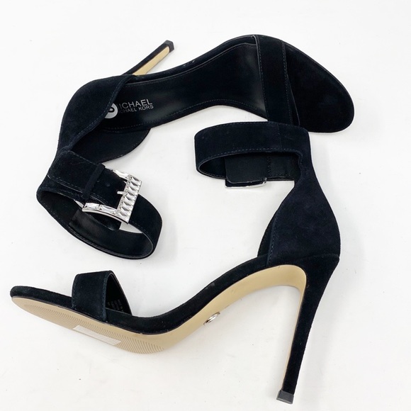 NWOT MICHAEL Michael Kors Giselle Embellished-Buckle Suede Sandals - Picture 6 of 15